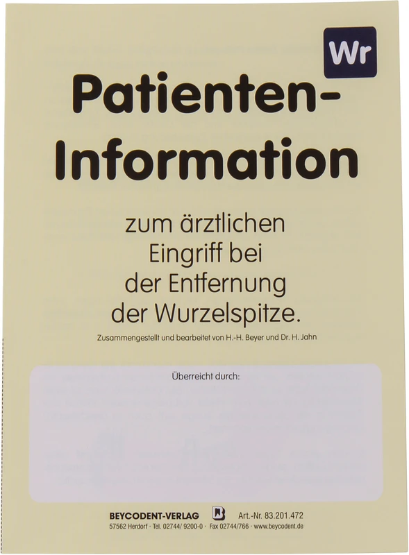 Patienten-Info  Packung  50 Stück Entfernung Wurzelspitze