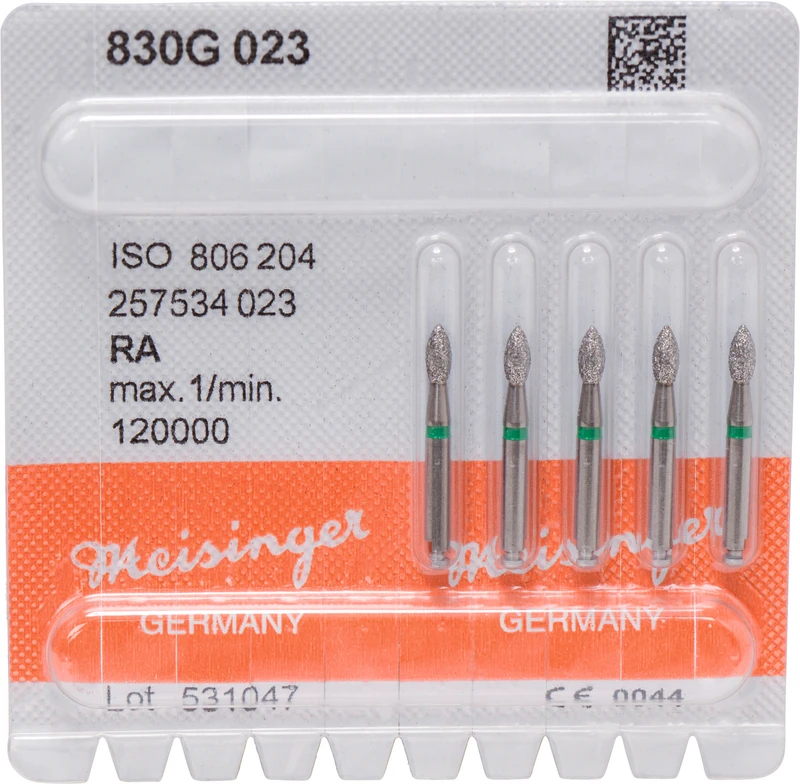 Diamanten 830  Packung  5 Stück grün grob, FG, Figur 257 Birne, 5 mm, ISO 023