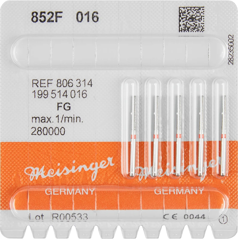 Diamanten 852  Packung  5 Stück rot fein, FG, Figur 199 Konus rund, 10 mm, ISO 016