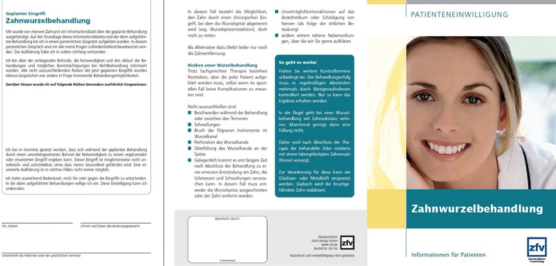 Patienteneinwilligung ''Endodontie- Zahnwurzelbehandlung''  Packung  20 Stück