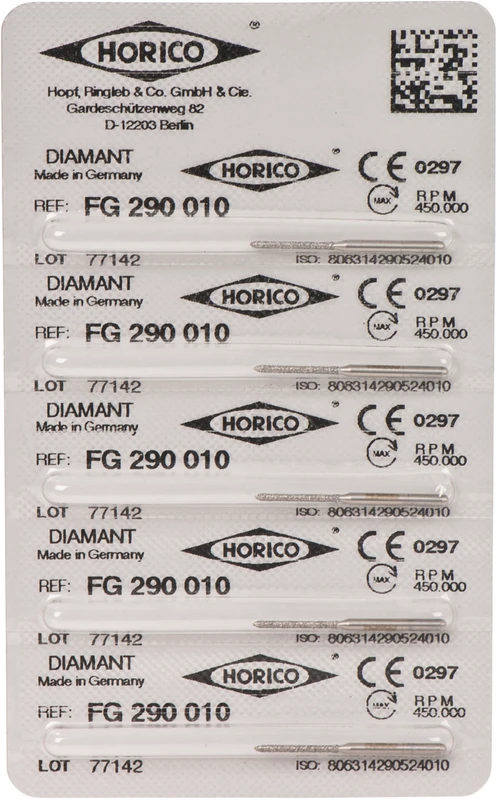 Diamantschleifer 290  Packung  5 Stück FG, Figur 290, 10 mm, ISO 010