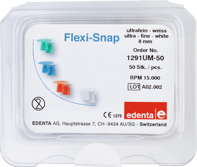 Flexi-Snap  Packung  50 Stück unmontiert, weiß ultrafein, Figur 370, Ø 8 mm, ISO 080