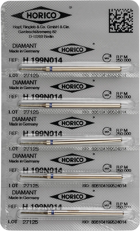 Diamantschleifer H 199  Packung  5 Stück blau normal, HP, Figur 199, 10 mm, ISO 014