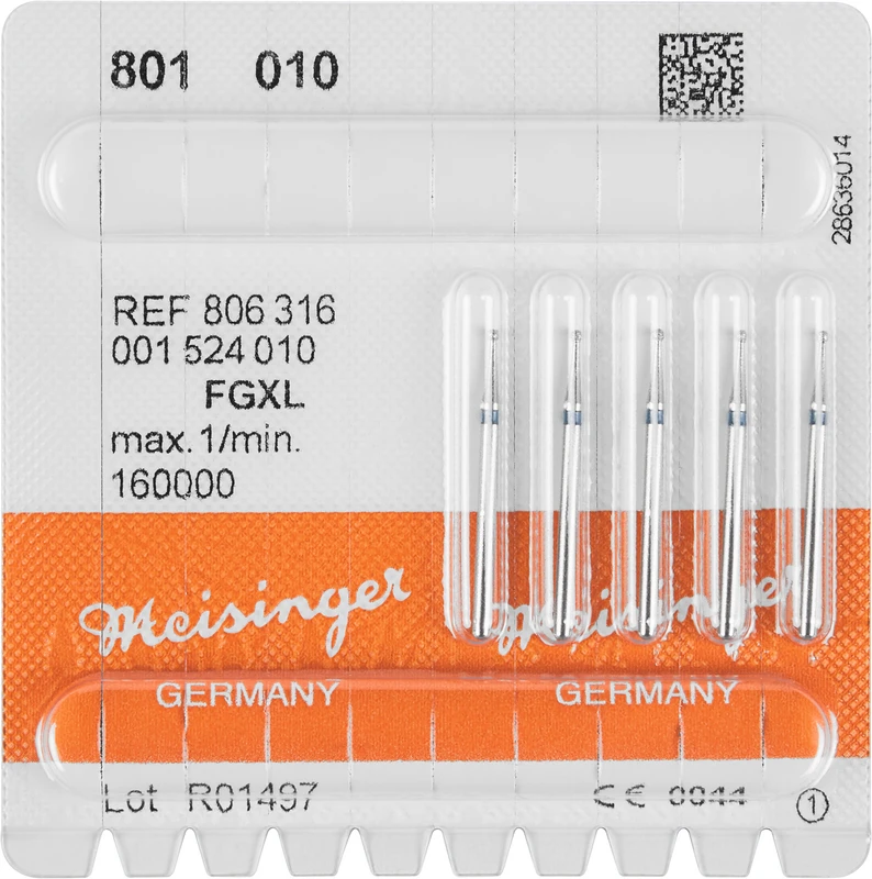 Diamanten 801  Packung  5 Stück blau mittel, FG XL, Figur 001 Rund, ISO 010