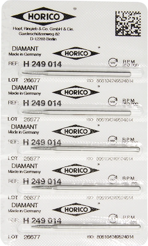 Diamantschleifer H 249  Packung  5 Stück HP, Figur 249, 8 mm, ISO 014