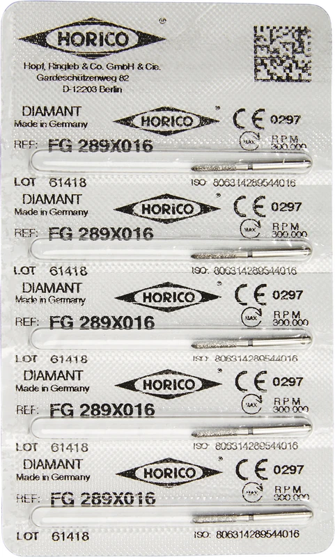 Diamantschleifer 289  Packung  5 Stück schwarz x-grob, FG, Figur 289, 8 mm, ISO 016