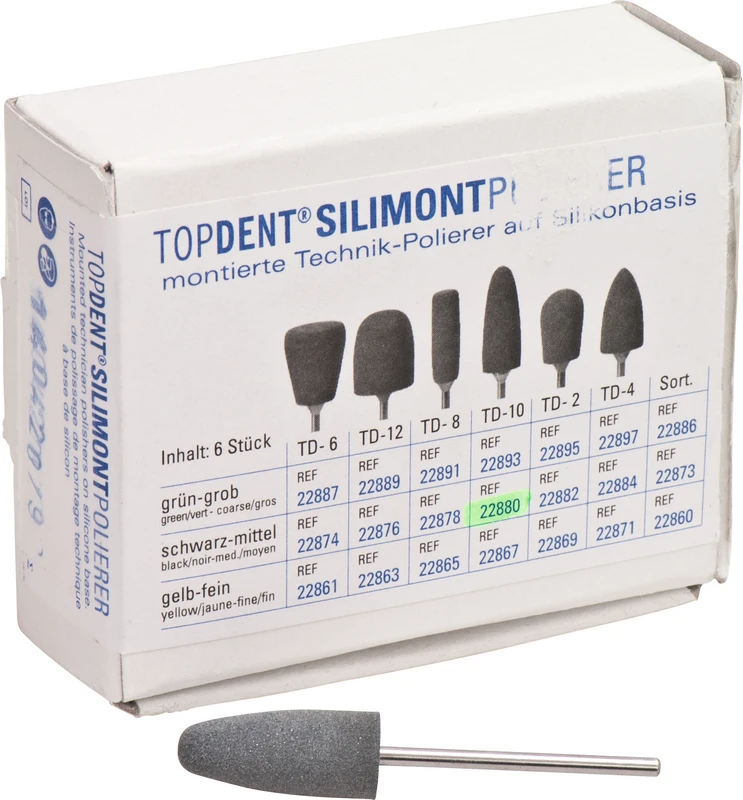 TOPDENT Silimont Polierer  Packung  6 Stück schwarz mittel, TD-10