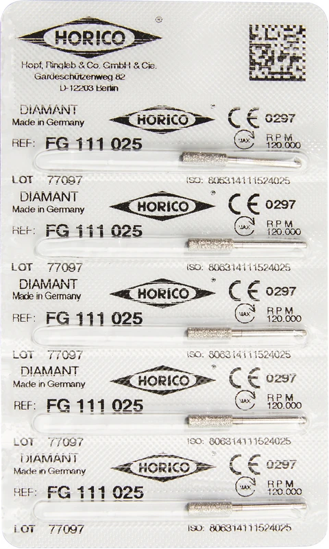 Diamantschleifer 111  Packung  5 Stück FG, Figur 111, 8 mm, ISO 025