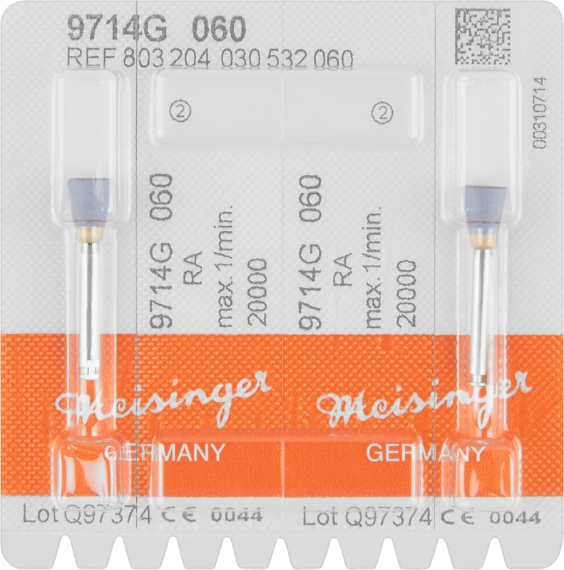 Diamantpolierer 9714  Packung  2 Stück blau grob, RA, Figur 030, 7,5 mm, ISO 060