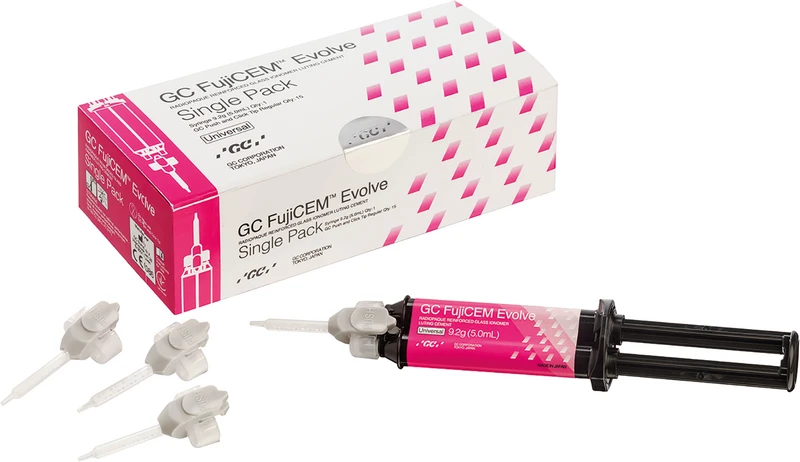 GC FujiCEM Evolve  Packung Automix  3 x 9,2 g\ 5 ml Spritze, 45 Mixing Tips Regular
