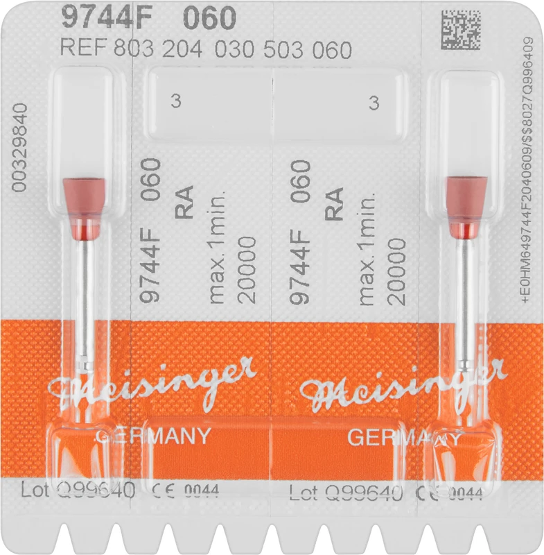 Diamantpolierer 9744  Packung  2 Stück rosa fein, RA, Figur 030, 7,5 mm, ISO 060