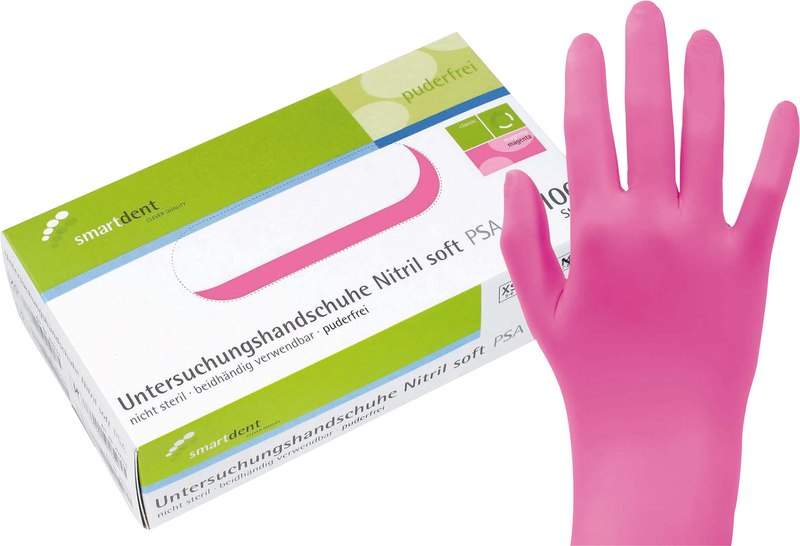 smart Nitrilhandschuhe Soft PF  Packung  100 Stück puderfrei, magenta, XS