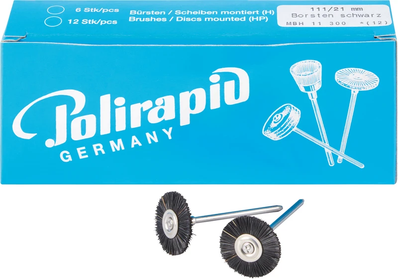 Miniaturbürsten  Packung  12 Stück HP, Chungking Borste schwarz, Ø 21 mm