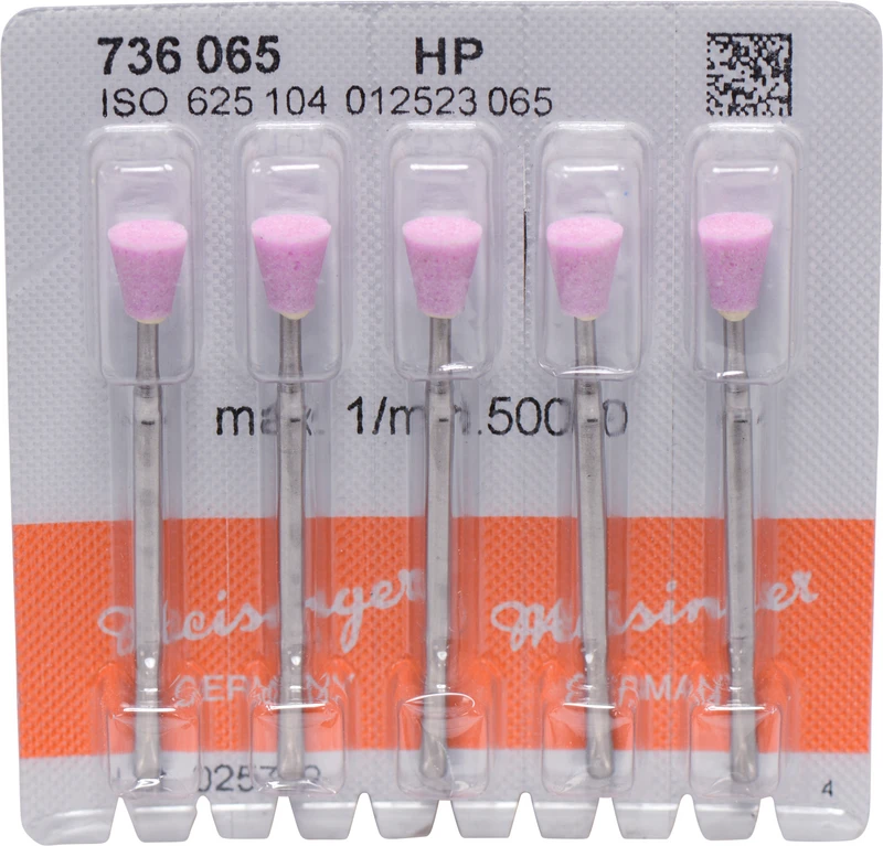 Keramische Schleifer 736  Packung  5 Stück rosa grob, HP, Figur 012, 6,5 mm, ISO 065