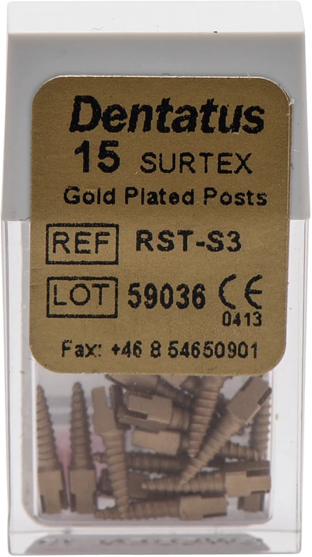 Classic Surtex vergoldete Wurzelstifte  Packung  15 Stück 7,8 mm, Ø 1,35 mm, Größe 3