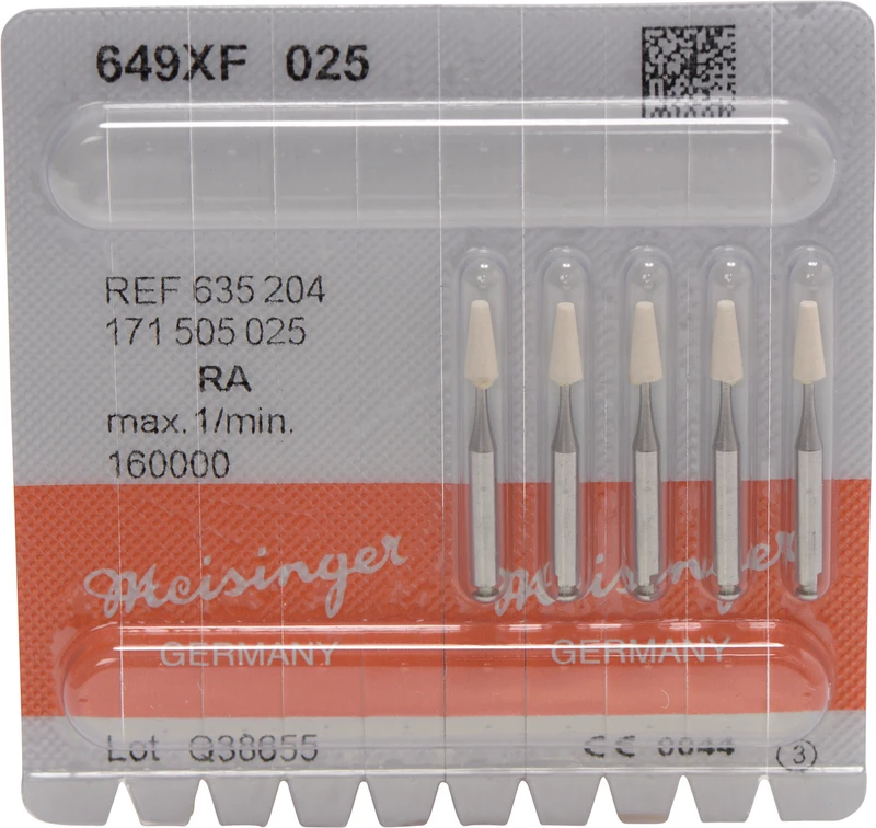 Keramische Schleifer 649  Packung  5 Stück weiß extra fein, RA, Figur 171, 6 mm, ISO 025