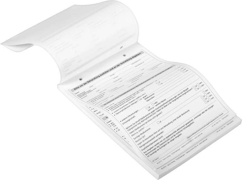 Anmeldeformulare Anamnese   Stück  100 Blatt A5, Hochformat