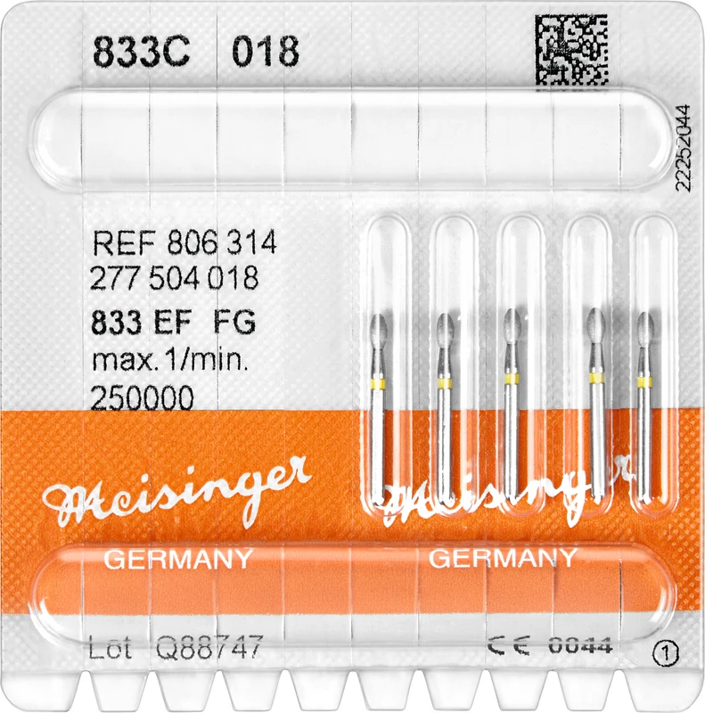 Diamanten 833  Packung  5 Stück gelb extra fein, FG, Figur 277 Ei, 3,4 mm, ISO 018