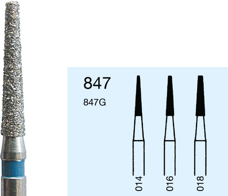 Omni Diamanten 847  Packung  5 Stück Standard, FG, Figur 172 Konus flach, 8 mm, ISO 014