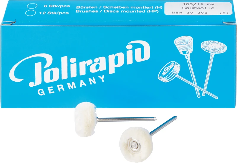 Miniaturbürsten Garn  Packung  6 Stück HP, Baumwollgarn weich, Ø 19 mm