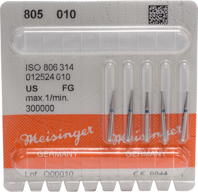 Diamanten 805  Packung  5 St. blau mittel, FG, Fig. 012 umgek. Kegel, Kante scharf, 1 mm, ISO 010