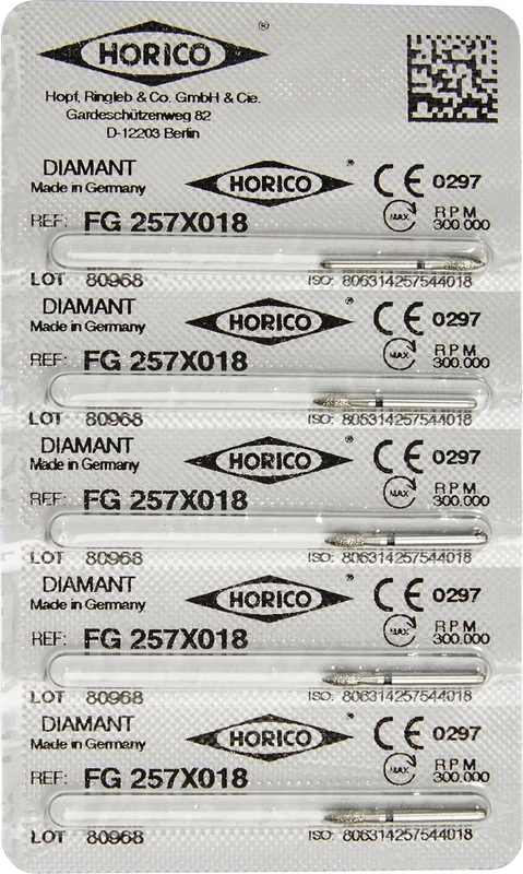 Diamantschleifer 257  Packung  5 Stück schwarz x-grob, FG, Figur 257, 4,5 mm, ISO 018