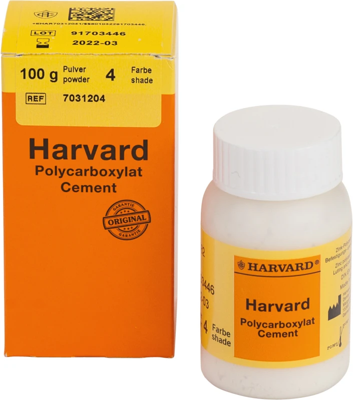 Harvard Polycarboxylat Cement Pulver  Klinikpackung  100 g Pulver 4 - hellgelb