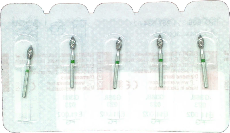 Omni Diamanten 368  Packung  5 Stück grün grob, FG, Figur 257 Knospe, 5 mm, ISO 023