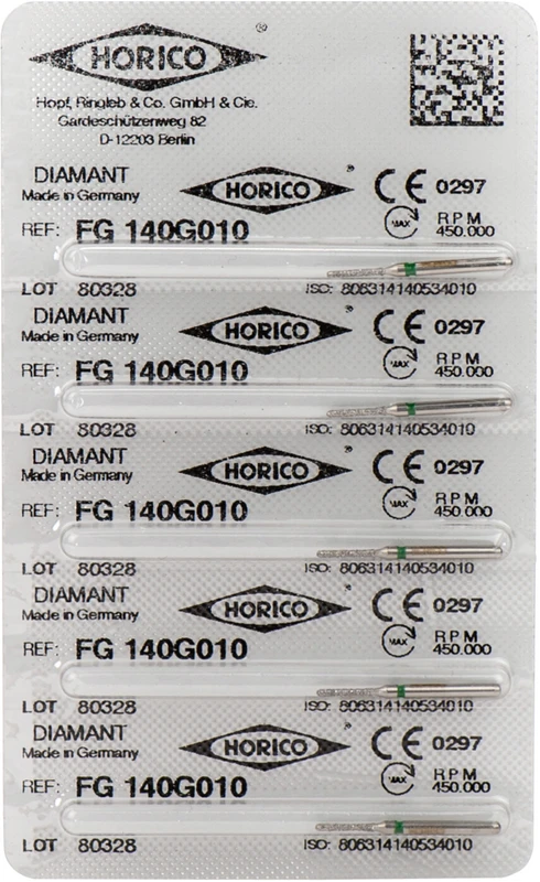 Diamantschleifer 140  Packung  5 Stück grün grob, FG, Figur 140, 6 mm, ISO 010