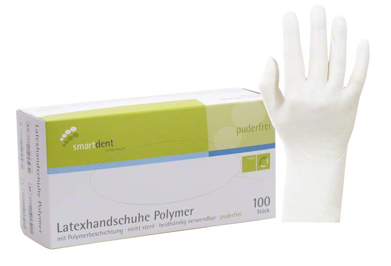 smart Polymer Latexuntersuchungshandschuhe  Packung  100 Stück puderfrei, weiß, M