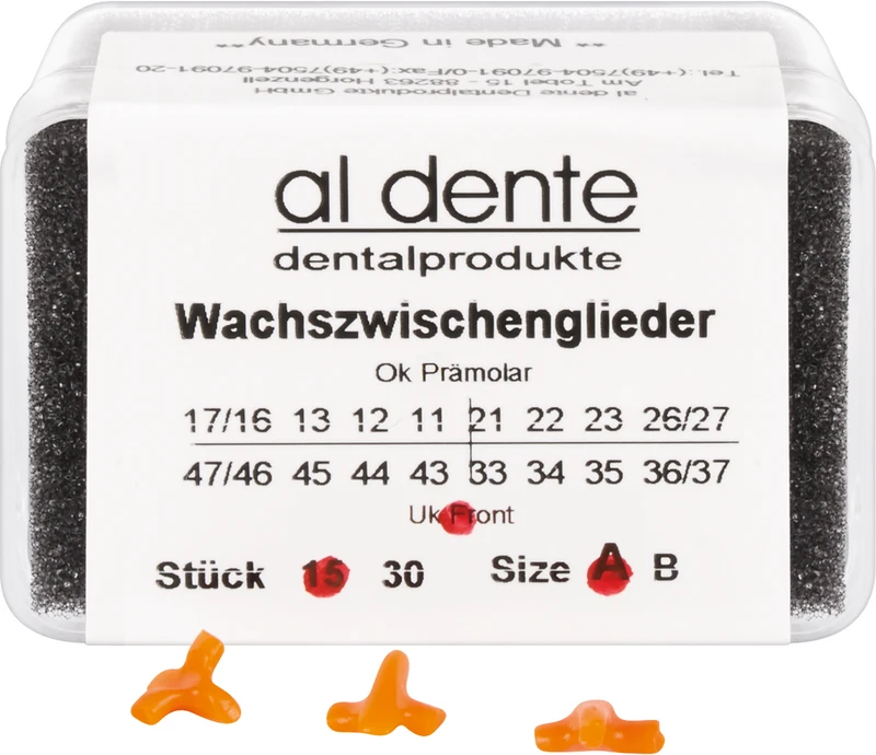 Wachseinzelteile  Packung  15 Stück Größe A, UK Front