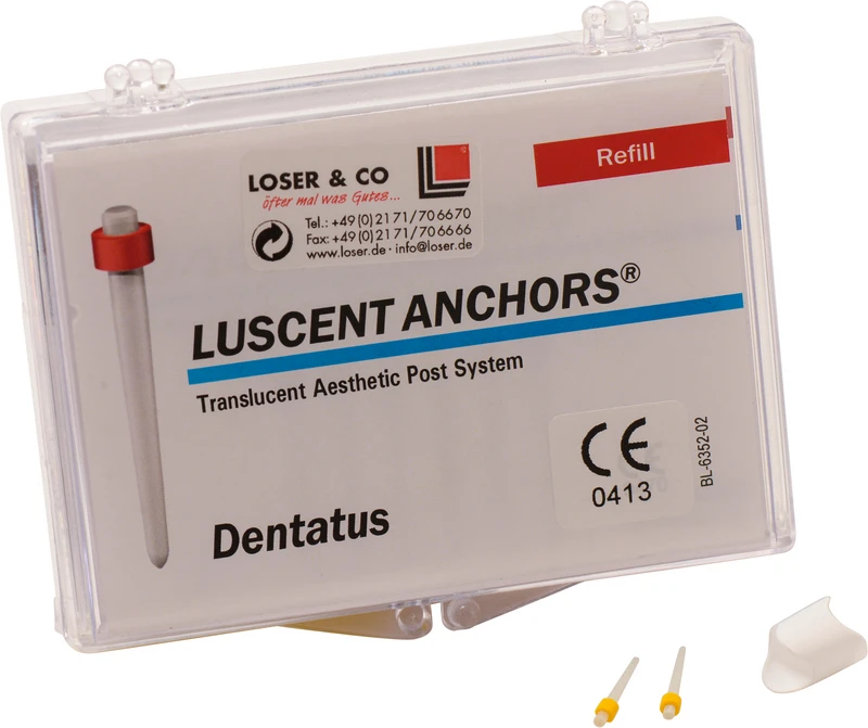 Luscent Anchors® Wurzelstifte  Packung  15 Stück Größe S, gelb, 15 Stumpfaufbauhülsen