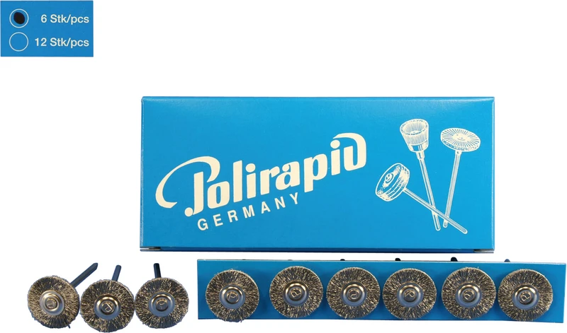 Miniaturbürsten Draht  Packung  6 Stück HP, Stahldraht, Ø 19 mm, Draht: 0,12 mm