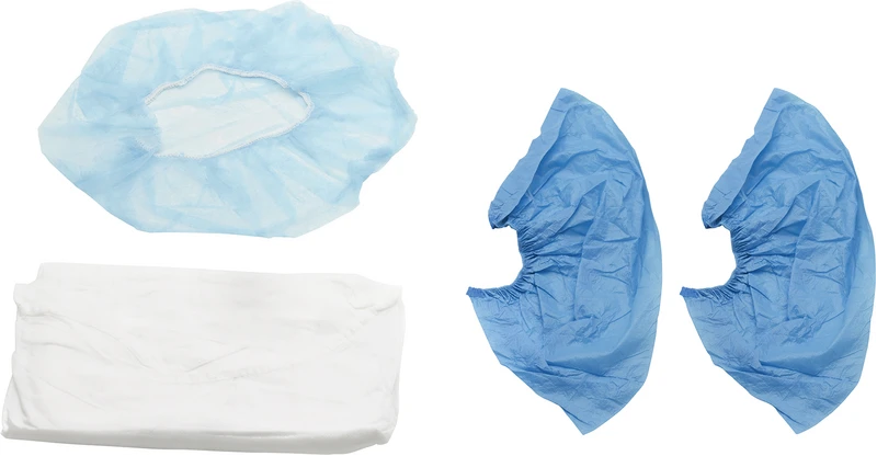 OP-Set Patienten  Set  1 Kittel, 1 Baretthaube, 1 Paar Kunststoff-Überschuhe