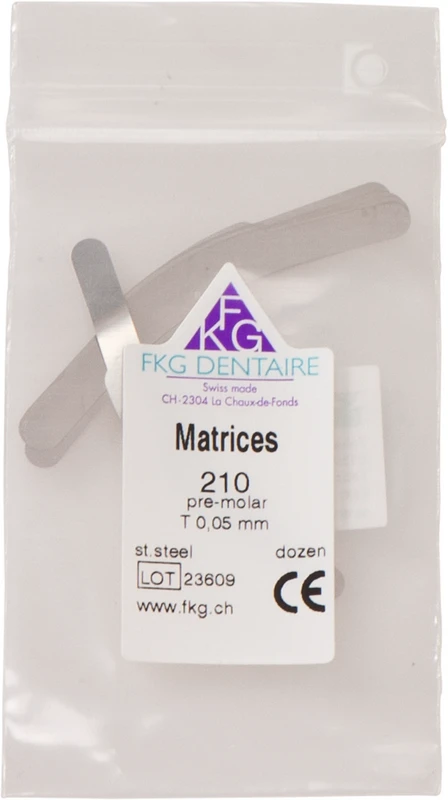 FKG Matrizen  Packung  12 Stück 210, ET 0,05 mm, Prämolar