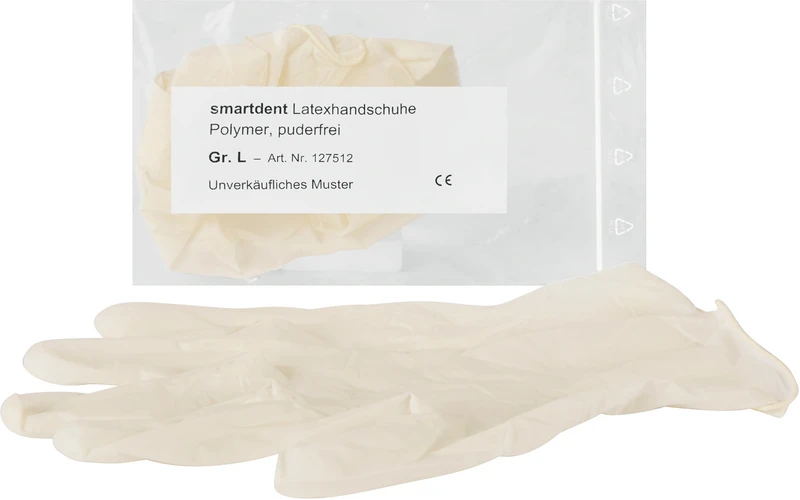 smart Polymer Latexuntersuchungshandschuhe  Muster  1 Paar puderfrei, weiß, L