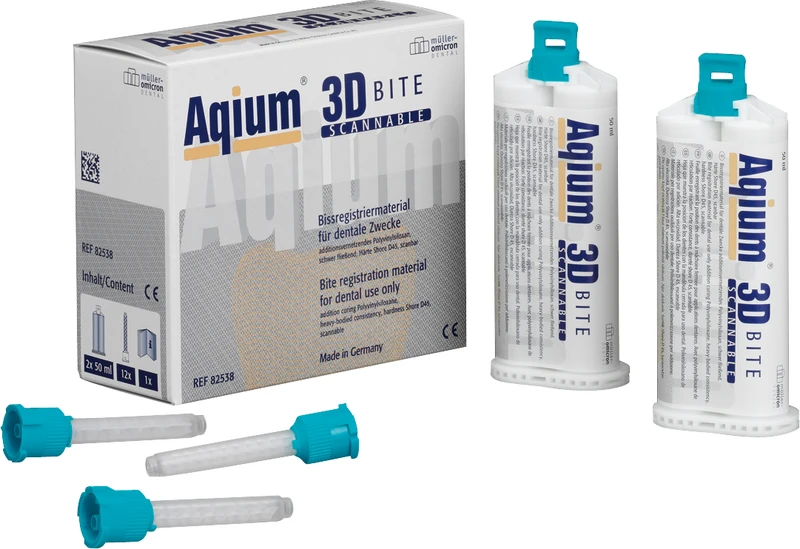 Aqium® 3D BITE  Packung  2 x 50 ml Doppelkartuschen, 12 Mixing Tips NT grün
