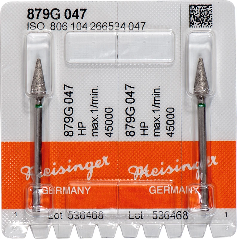 Diamanten 879  Packung  2 Stück grün grob, HP, Figur 266 Torpedo konisch, 12 mm, ISO 047