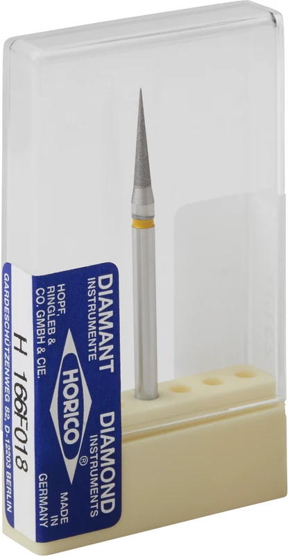 Diamantschleifer H 166  Packung  5 Stück gelb extra-fein, HP, Figur 166, 10 mm, ISO 018