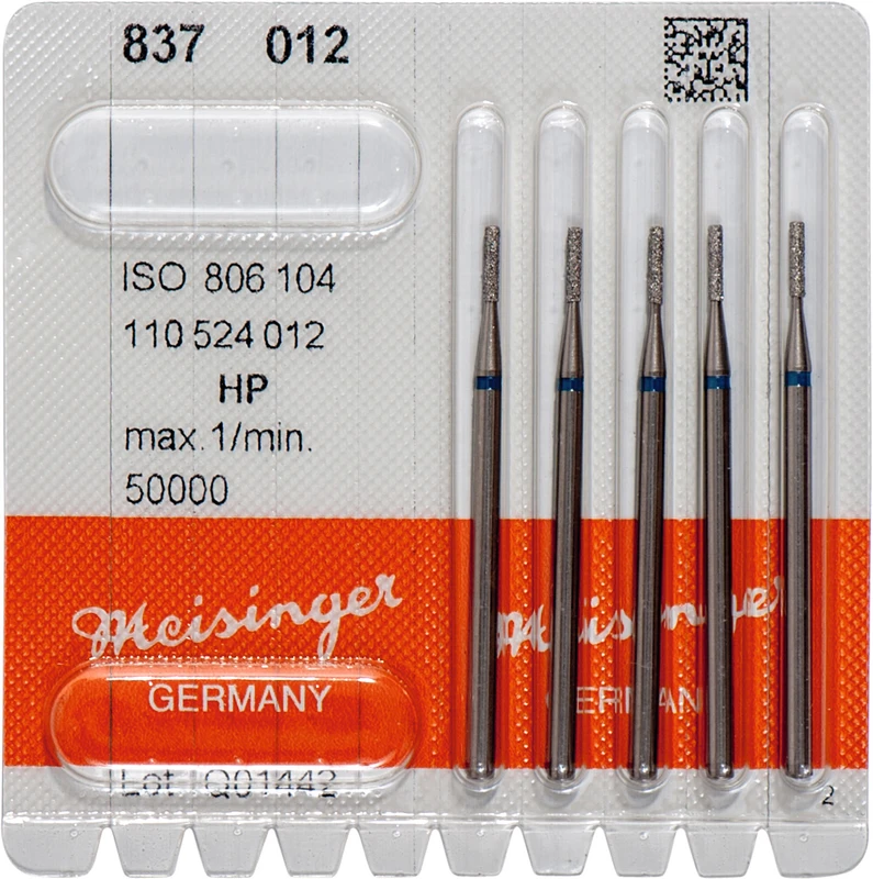 Diamanten 837  Packung  5 Stück blau mittel, HP, Figur 110 Zylinder, 6 mm, ISO 012