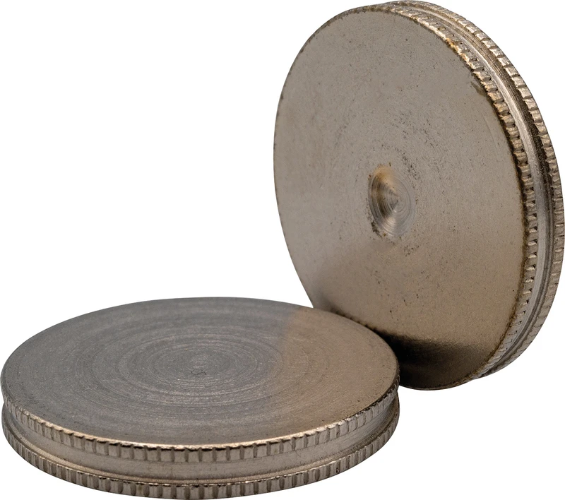 Magnet-System  Packung  50 Haftscheiben gedreht, mit seitlicher Nut, vernickelt
