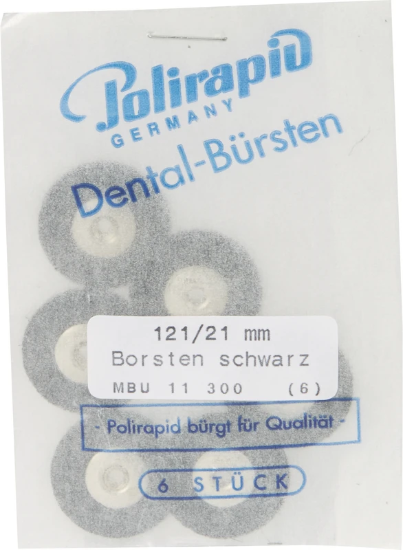 Miniaturbürsten  Packung  6 Stück unmontiert, Chungking Borste schwarz, Ø 21 mm