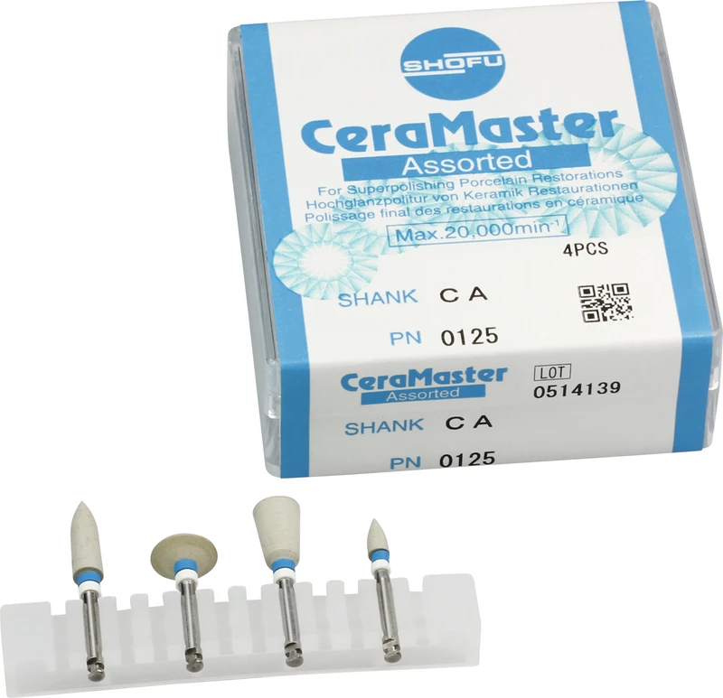 CeraMaster  Sortiment  4 Stück sortiert, beige, RA blau\weiß, (Figur Walze, Minispitze, Linse, Kelch)