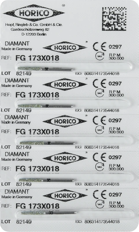 Diamantschleifer 173  Packung  5 Stück schwarz x-grob, FG, Figur 173, 10 mm, ISO 018