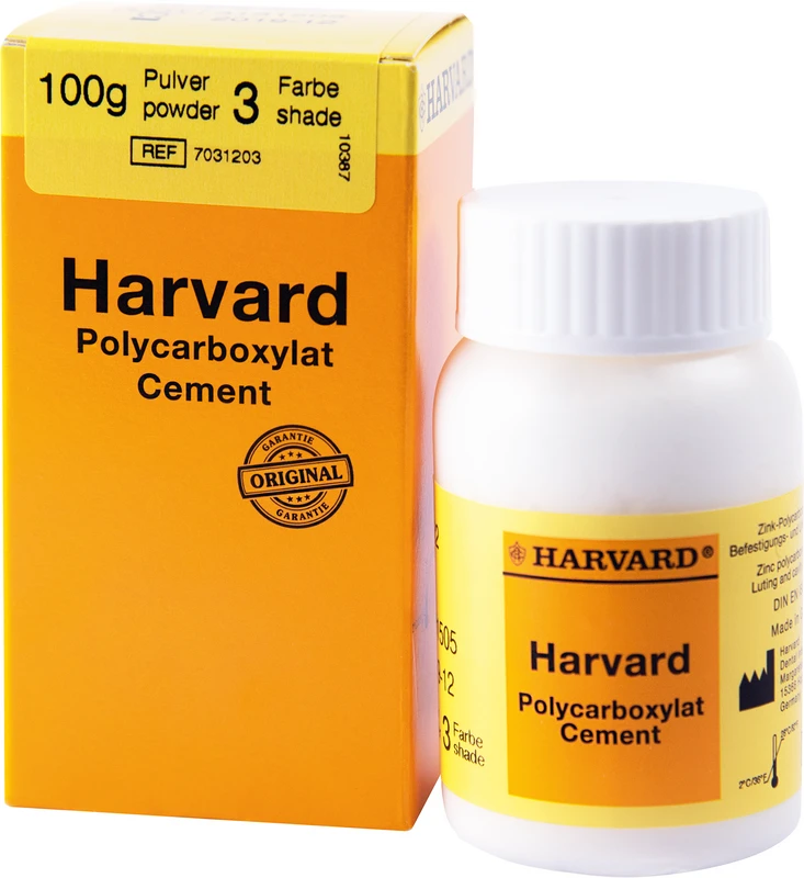 Harvard Polycarboxylat Cement Pulver  Klinikpackung  100 g Pulver, 3 - weißlichgelb