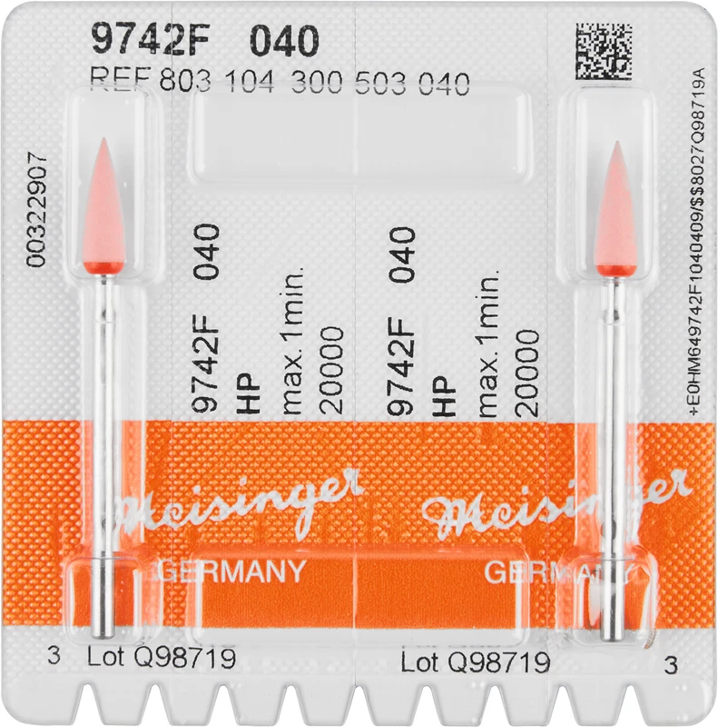 Diamantpolierer 9742  Packung  2 Stück rosa fein, HP, Figur 243, 13 mm, ISO 040