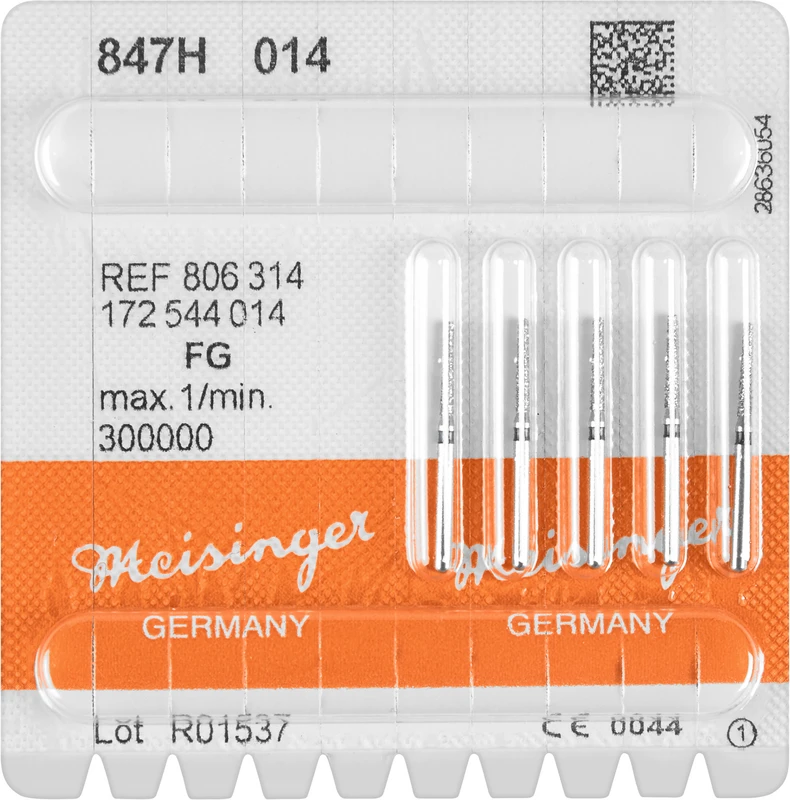 Diamanten 847  Packung  5 Stück schwarz super grob, FG, Figur 172 Konus Kante scharf, 8 mm, ISO 014