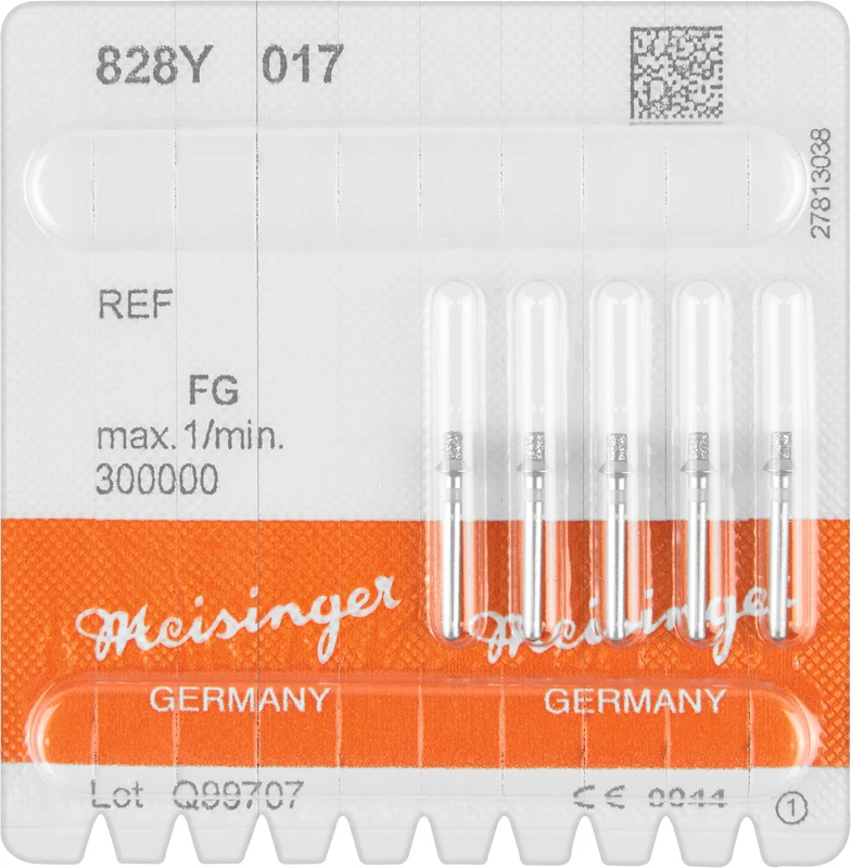 Occlusal Reduction 828  Packung  5 Stück gelb, FG, Figur 828, 2 mm, ISO 017