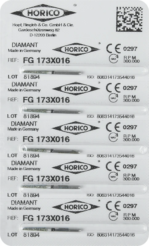 Diamantschleifer 173  Packung  5 Stück schwarz x-grob, FG, Figur 173, 10 mm, ISO 016