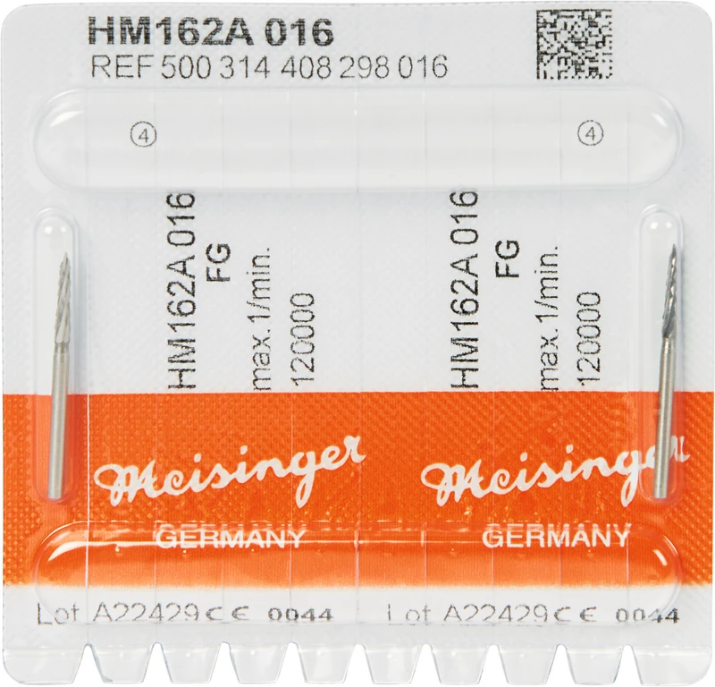 Chirurgie Fräser HM 162  Packung  2 Stück kreuzverzahnt (A) FG, Figur 408, 9 mm, ISO 016